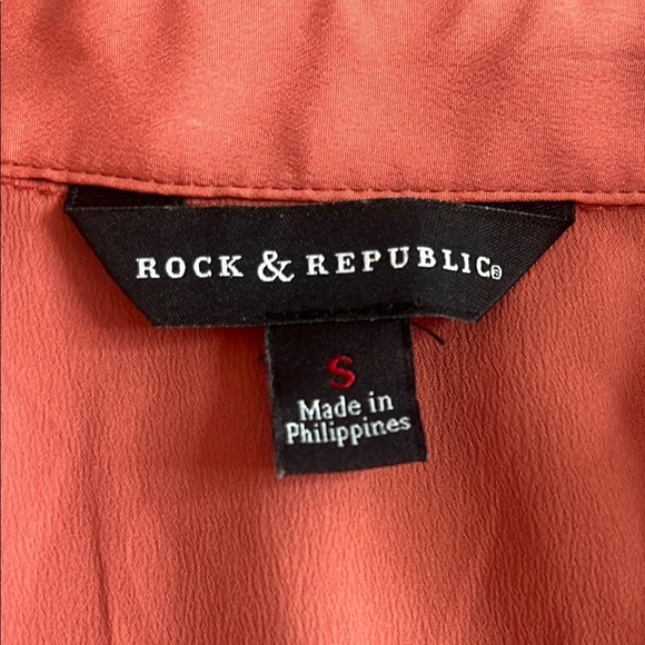 Rock & Republic Orange Sleeveless Asymmetrical Polo Blouse - Picture 2 of 7